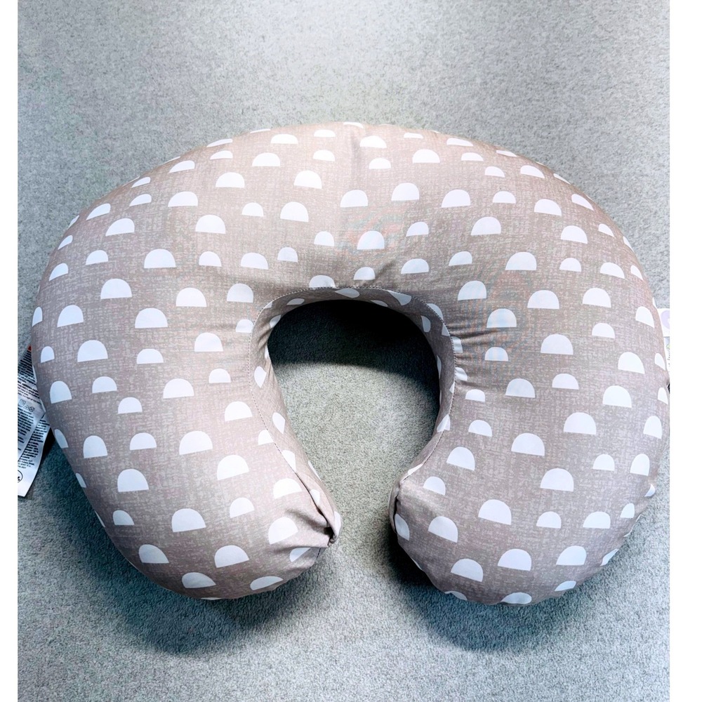 Boppy Original Support Nursing Pillow Kids OS Taupe White Half Moon Geo Pattern